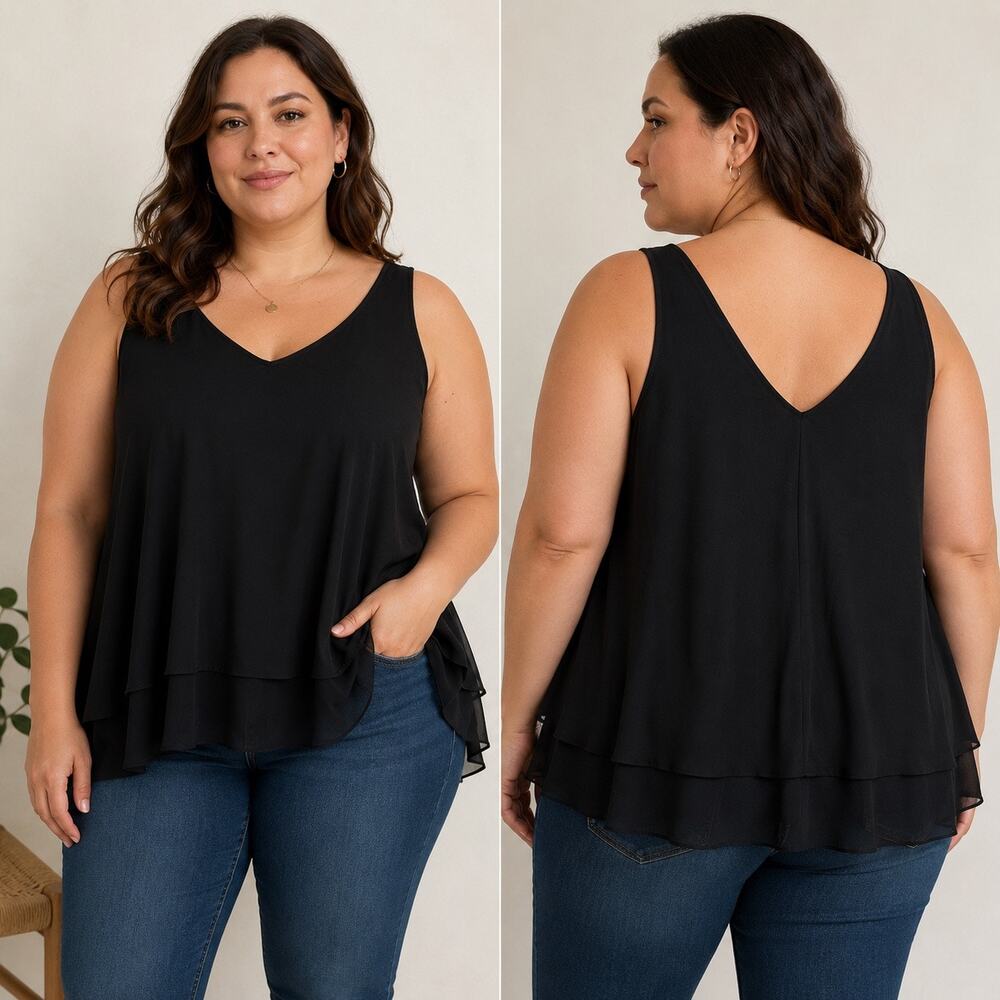 Lane Bryant Flowy Black Tank Women’s Size 16 Contemporary Style Resort Casual